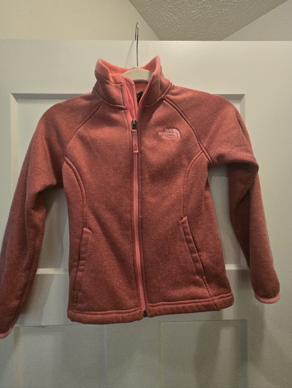The North Face Girls S 7/8 Coral Pink Full Zip Fleece Jacket